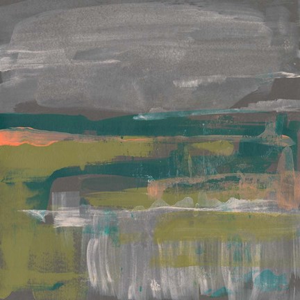 Framed Emerald &amp; Coral Glimpse I Print