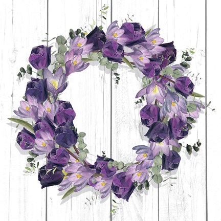 Framed Purple Tulip Wreath I Print