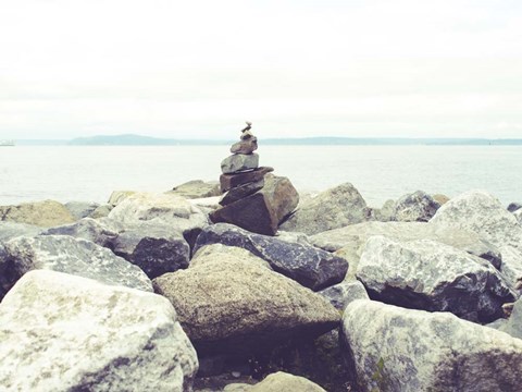 Framed Bay Rocks III Print