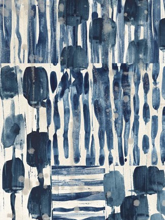 Framed Indigo Patchwork I Print