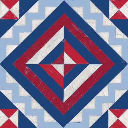 Framed Americana Quilt Motif I Print