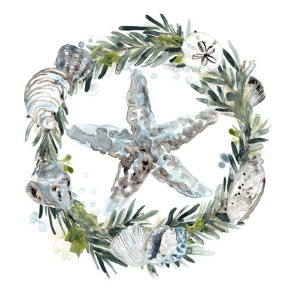 Framed Coastal Christmas Shell I Print