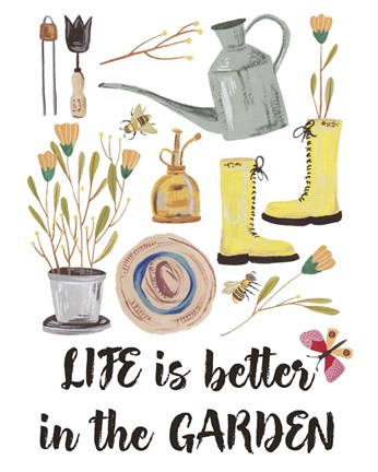 Framed Garden Time I Print