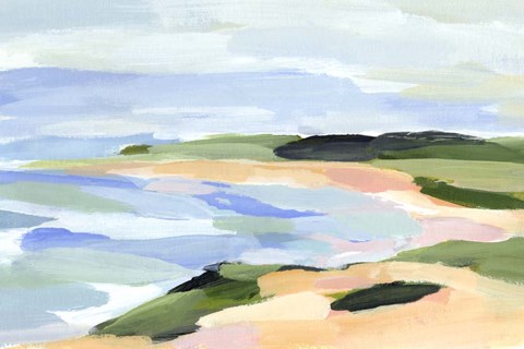 Framed Pastel Coastline I Print