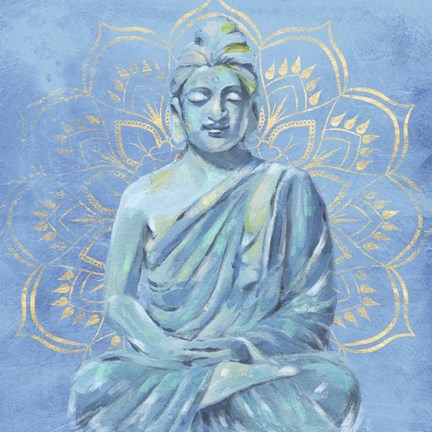 Framed Buddha on Blue II Print