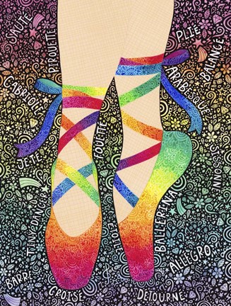 Framed Rainbow Ballet Slippers Print
