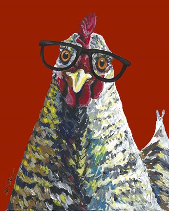 Framed Chicken Williaminia Glasses On Red Print