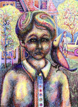 Framed Self Portrait in Scribbles Print