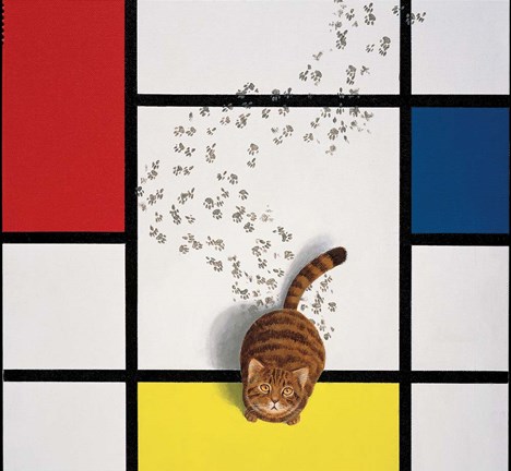 Framed Mondrian Cat Print