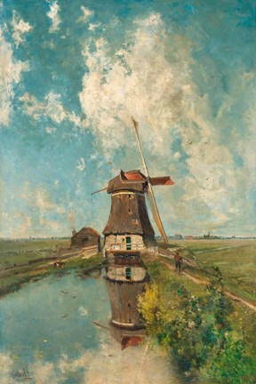 Framed Windmill on a Polder Waterway, c. 1889 Print