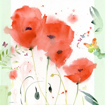 Framed Poppies Chinoise Print
