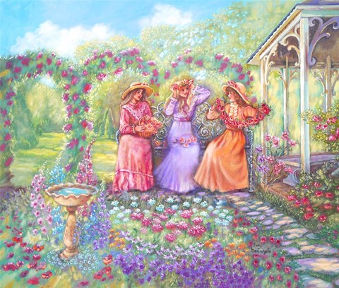 Framed Flower Garlands Print