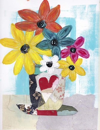 Framed Patchwork Vase Print