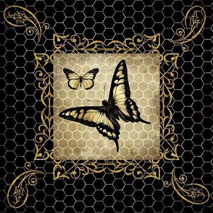 Framed Golden Butterflies Print
