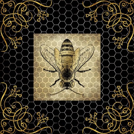 Framed Golden Honey Bee 2 Print