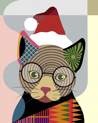 Framed Santa Kitty Print