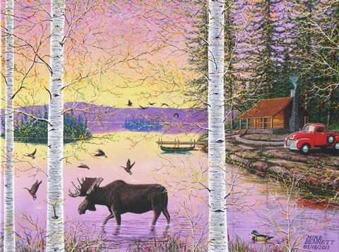 Framed Moose Lodge Print