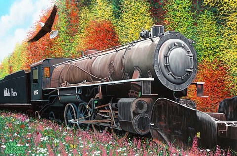 Framed Skagway Locomotive in Autumn Print