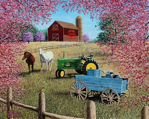 Framed Springtime at the Huber Farm Print