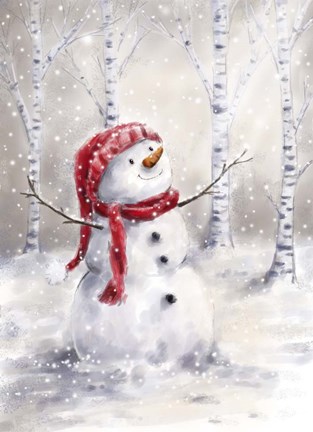 Framed Snowman in Wood Print