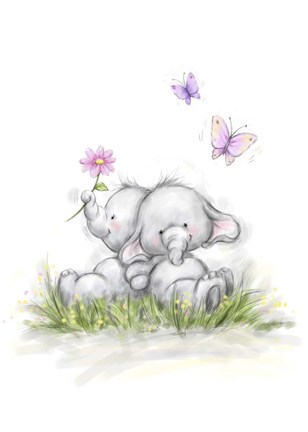 Framed Elephant Couple Print