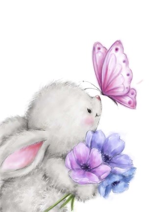 Framed Rabbit and Butterfly Print