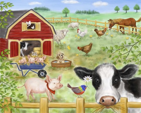 Framed Farm Animals Print