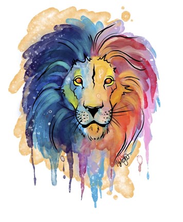 Framed Watercolor Safari- Rainbow Lion Print