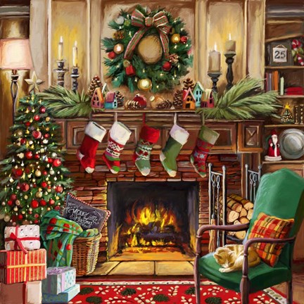 Framed Fireside Christmas Print