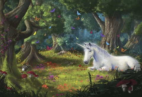 Framed Unicorn Fantasy Forest Print