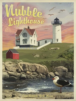 Framed Nubble Lighthouse Print