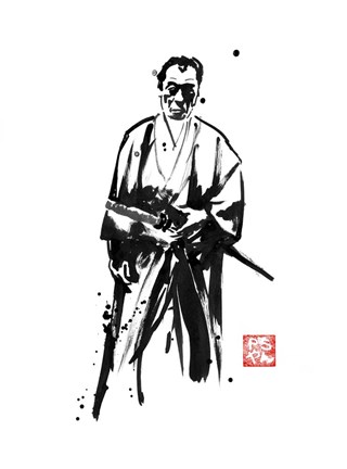 Framed Old Samurai Print