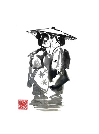 Framed Two Geisha Print