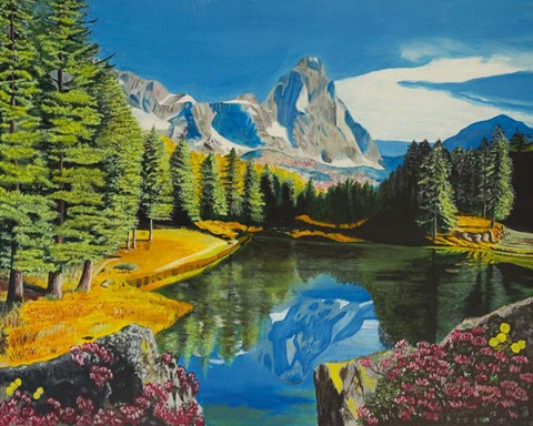 Framed Mountain Reflection Print