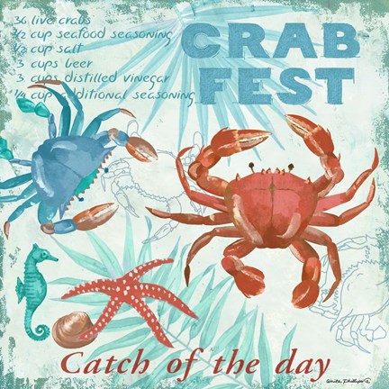 Framed Crab Fest - Aqua Print