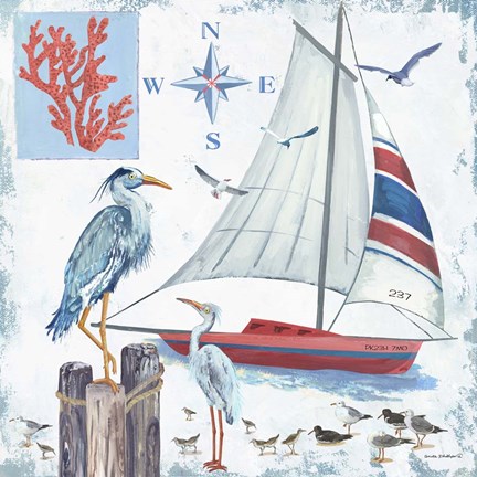 Framed Ocean in Blue II Print