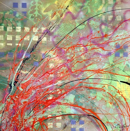 Framed Orange &amp; Green Print