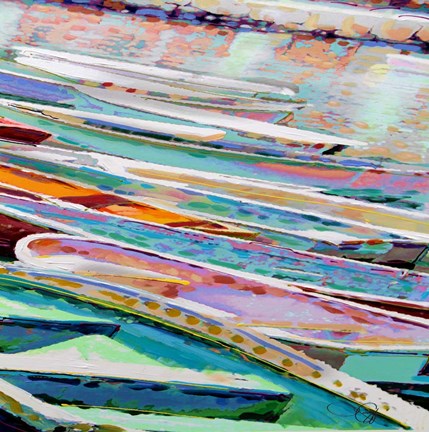 Framed Row Boats II Print