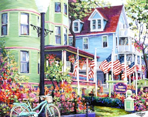 Framed Bike &amp; Inn Print