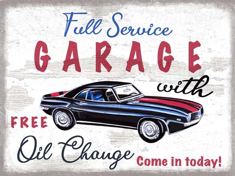 Framed Full Service Garage Print