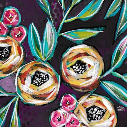 Framed Purple Floral I Print