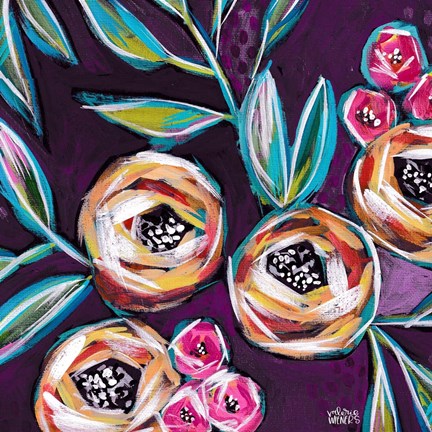 Framed Purple Floral II Print