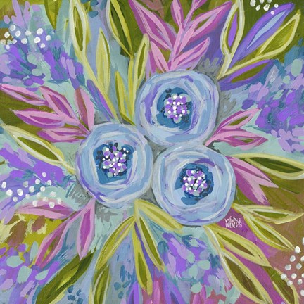 Framed Purple Painted Floral Print