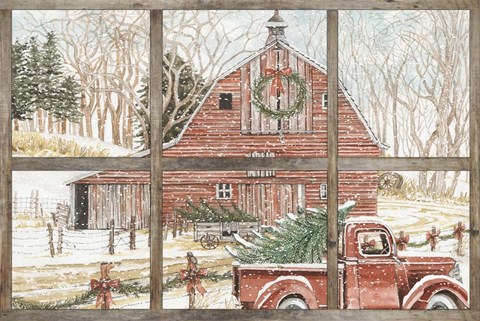 Framed Christmas Barn View Print
