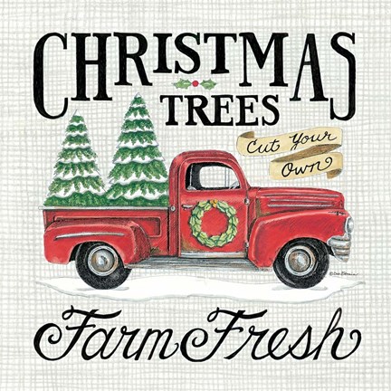 Framed Christmas Trees Farm Fresh Print