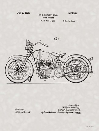 Framed Harley Patent Print