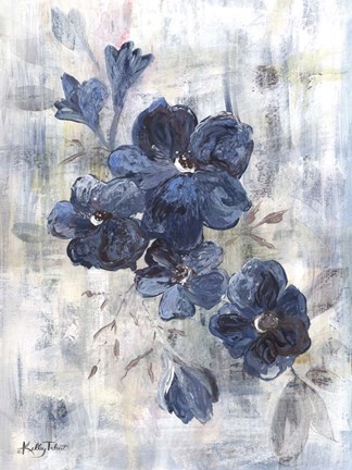 Framed Blue Cottage Flowers Print
