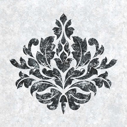 Framed Textured Damask I on white Print