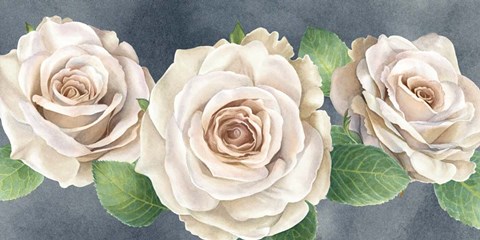Framed Ivory Roses on Gray Landscape I Print