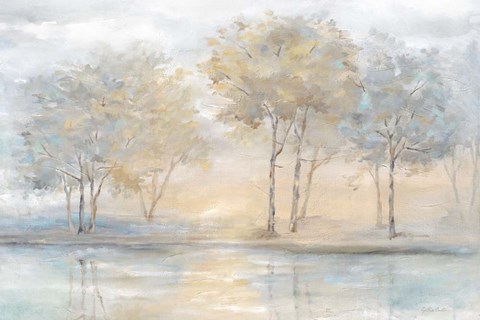 Framed Serene Scene Trees Landscape Print